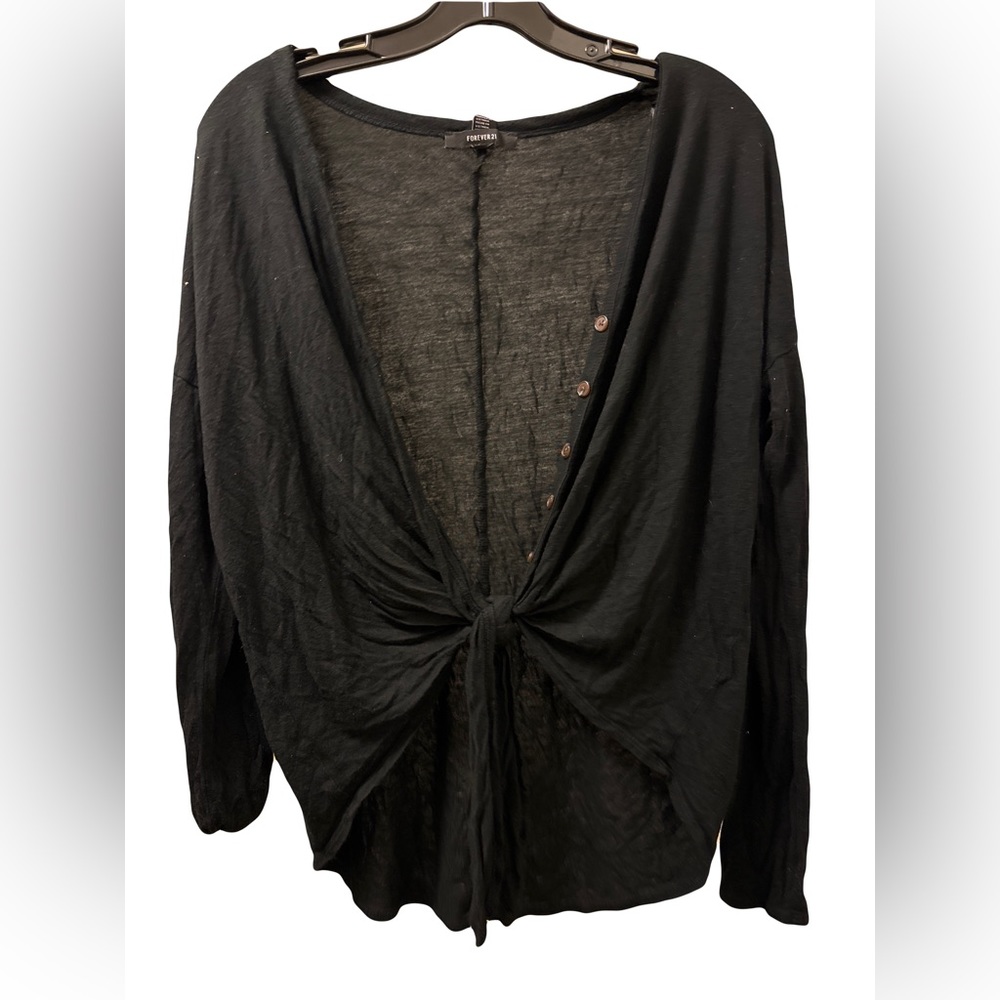 tied black Forever 21 cardigan